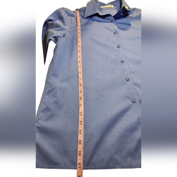 Foxcroft Top Shaped Fit Pinpoint Essential‎ No Iron Shirt Wrinkle Free Blue 8 - Picture 7 of 12